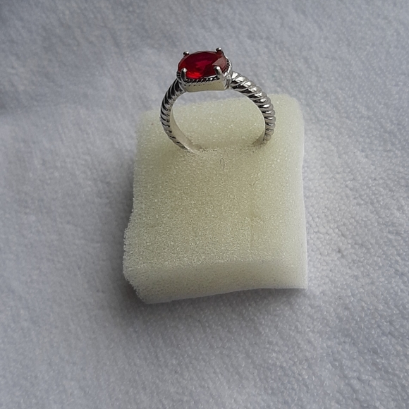 Pink Created Sapphire 925 Sterling Silver Ring - Picture 2 of 11